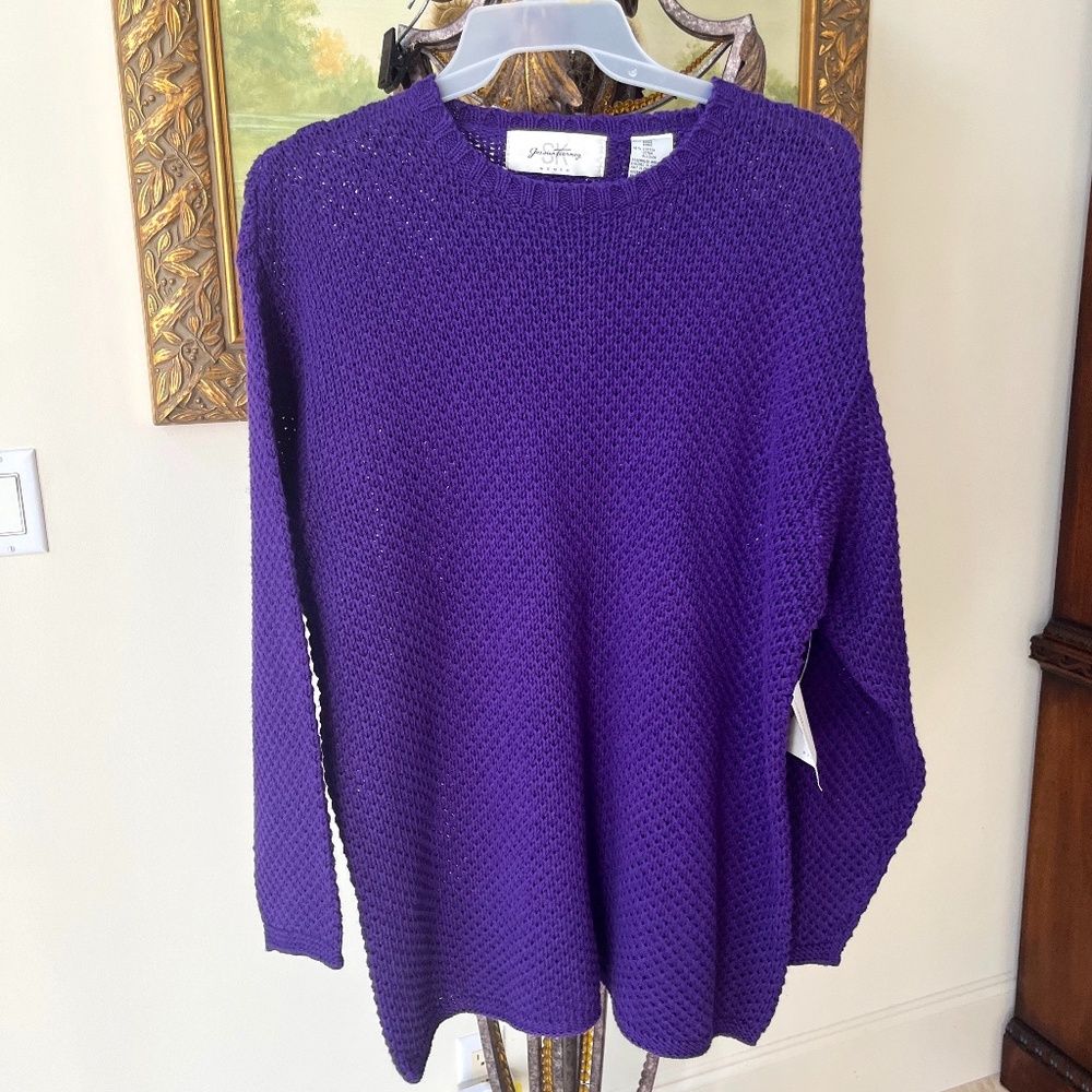 Jessica Tierney 90s Vintage Knit Purple Sweater Sz 2X